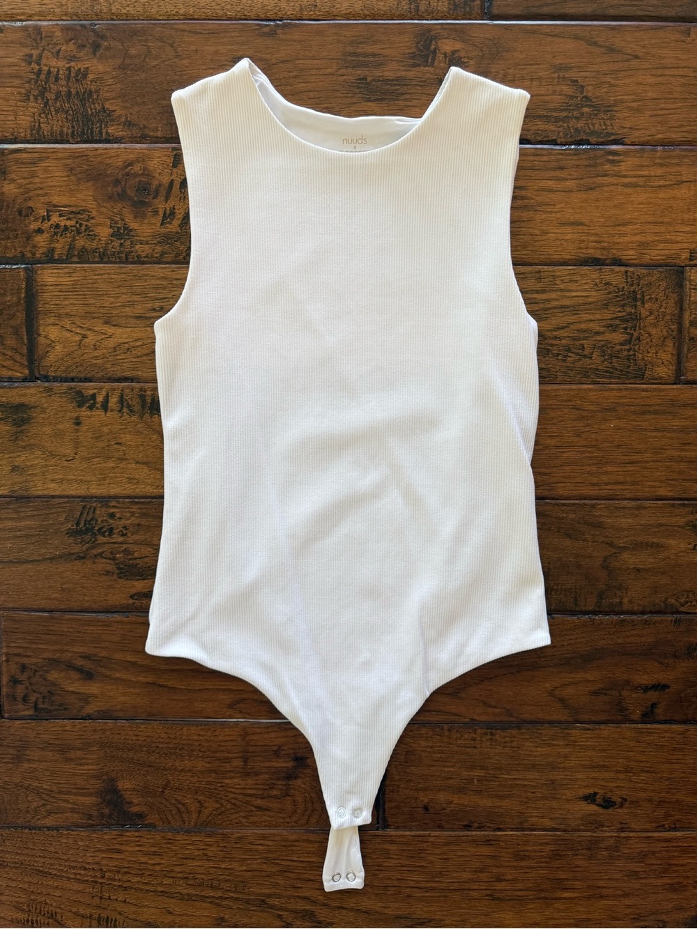 nuuds women’s white Ribbed Sleeveless Bodysuit